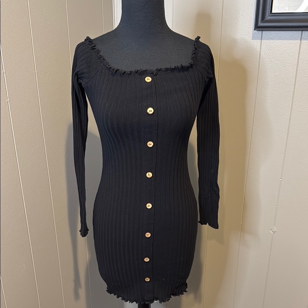 B4 Fashion Nova Women’s Small Black Ribbed Mini Dress